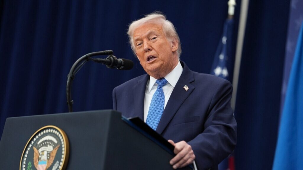 President Donald Trump speaks during a signing ceremony with Rwanda's President Paul Kagame and Democratic Republic of Congo President Felix-Antoine Tshisekedi at the U.S. Institute of Peace, Thursday, Dec. 4, 2025, in Washington.