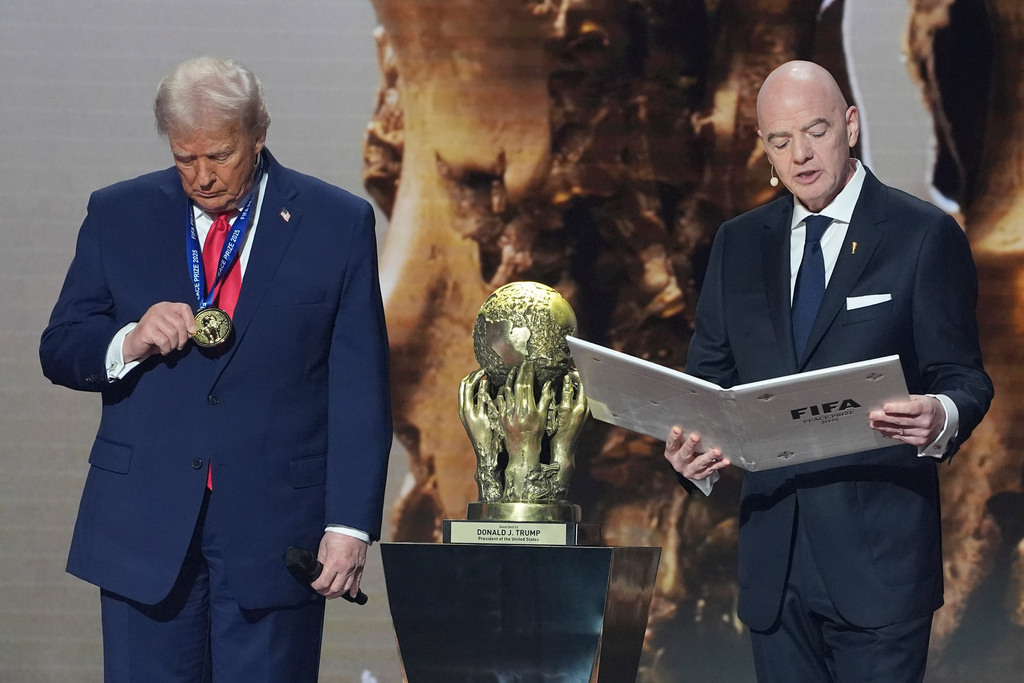 Trump Wins Inaugural FIFA Peace Prize at 2026 World Cup Draw President Donald Trump is presented with the inaugural FIFA Peace Prize by FIFA President Gianni Infantino during the 2026 FIFA World Cup draw at the Kennedy Center, Friday, Dec. 5, 2025, in Washington