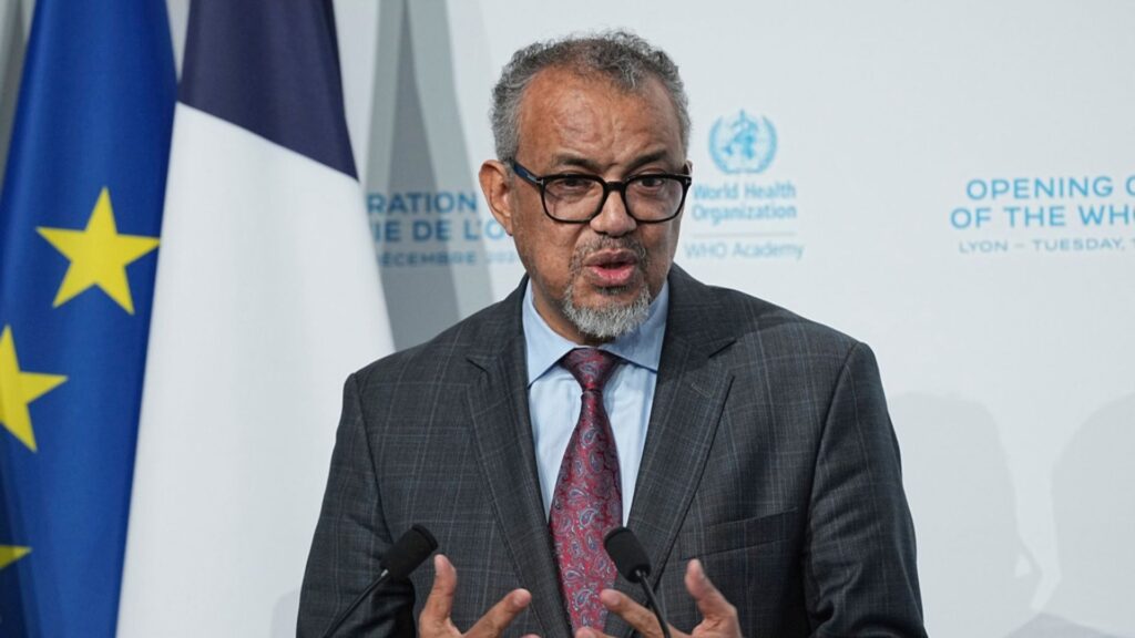 Tedros Adhanom Ghebreyesus, the WHO Director General, delivers his speech after inaugurating the WHO Academy campus which promotes lifelong learning across the health sector, Tuesday, Dec. 17, 2024