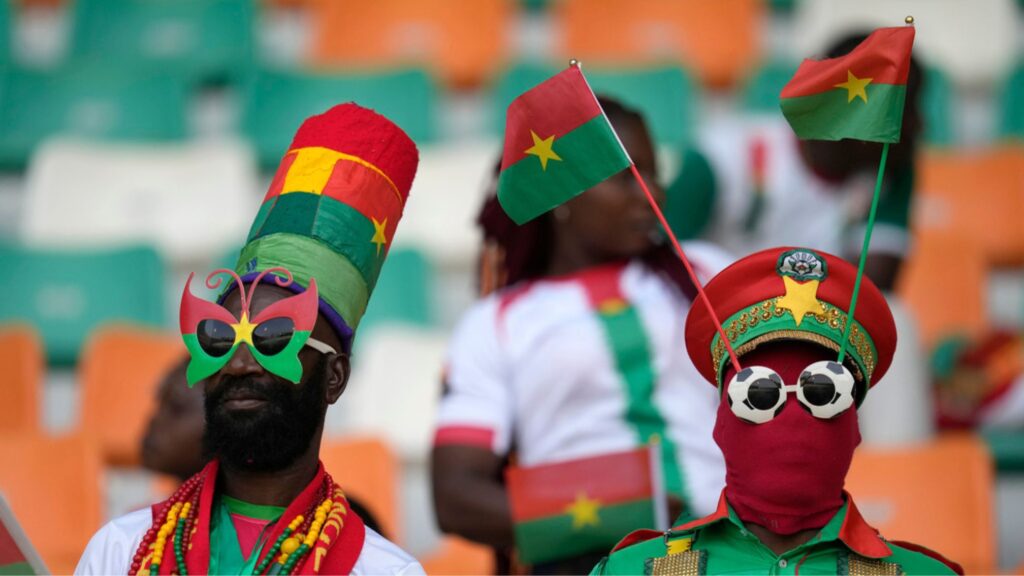 Burkina Faso, Mali and Niger launch joint bid to host AFCON 2032 Burkina Faso fans cheer before the start of the African Cup of Nations round of 16 soccer match between Mali and Burkina Faso, at the Amadou Gon Coulibaly stadium in Korhogo, Ivory Coast, Tuesday, Jan. 30, 2024.